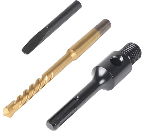 LALAGO SDS-Plus Adapter M16, Aufnahmeschaft SDS Plus inklusive Zentrierbohrer und Auswurfkeil für Dosensenker, Bohrkronen, Dosenbohrer (Feingewinde, Teilung 1,5 mm)