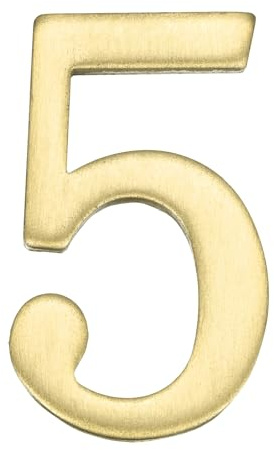 sourcing map House Numbers for Outside, 1.85 Inch Self Adhesive Brass Mailbox Decor Number Stickers for Apartment Office Hotel Room Door Signs(Number 5)