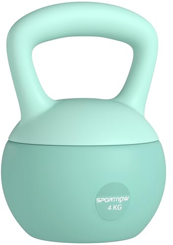 SPORTNOW Pesa Rusa 4 kg, Soft Kettlebell Relleno de Arena Metálica y Mango Antideslizante, para Entrenamiento Culturismo en Casa, Gimnasio, Verde