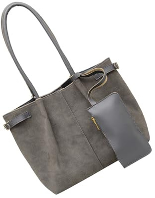 ZYMIADOU Große Umhängetasche im koreanischen Design, leicht, Unterarm-Geldbörse, Wildlederstoff, funktionale Tragetasche für den täglichen Gebrauch, hochwertige Wildleder-Tasche für Damen, grau, One