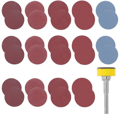 HAMPPLIES Set 100 Dischi Abrasivi Rotondi Autoadesivi Carta Vetrata Floccata a Grana 100/180/240/1500 Piccoli Dischi per Trapano Utensili Rotanti Levigatura Legno Metallo e Plastica