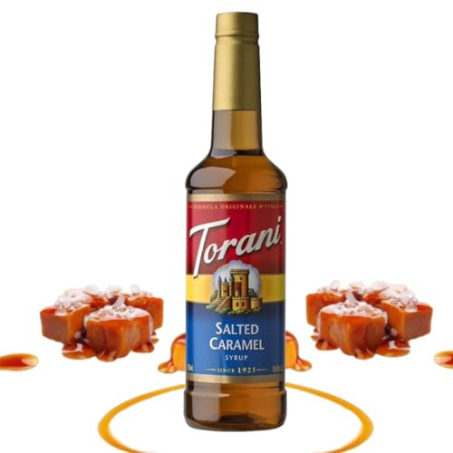 Torani Coffee Syrup, Salted Caramel Flavour, 750ml | Cane Sugar Drink Flavouring for Lattes, Iced Coffee & Hot Drinks, Vegetarian Friendly
