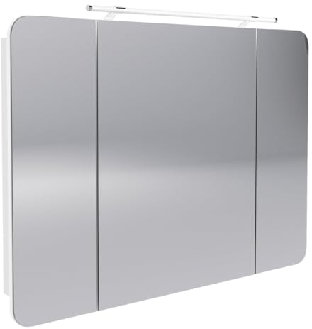 FACKELMANN LED Spiegelschrank Milano/Badschrank mit 3D Effekt/Soft-Close/Maße (B x H x T): ca. 110 x 78 x 15,5 cm/Schrank mit Spiegel & LED-Beleuchtung fürs Bad / 3 Türen/Korpus: Weiß