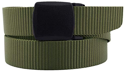 KYEYGWO Nylon Freizeitgürtel für Herren, Herren Tactical Hiking Belt aus Kunststoffschnalle, Einfarbig Militärgürtel Einstellbar Stoffgürtel, Grün