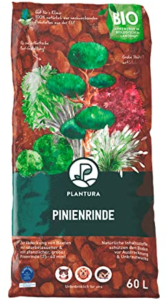Plantura Bio Pinienrinde, 25-40 mm, 60 L, grob, naturbelassen & dekorativ, unterdrückt Unkrautwuchs