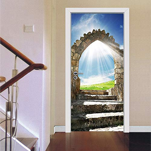 YQLKD 3D Türfolie Sunshine Blue Sky Türaufkleber Tür Renovierung Tapeten
