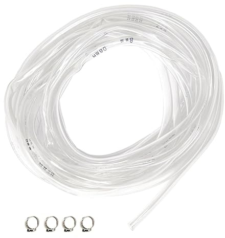 ELCAN 10 metros de manguera o tubo multiusos transparente universal de diámetro 8x11mm con 2 abrazaderas. PVC alimenticio flexible Para agua, gas, gasolinas, aceites, industria, acuarios…