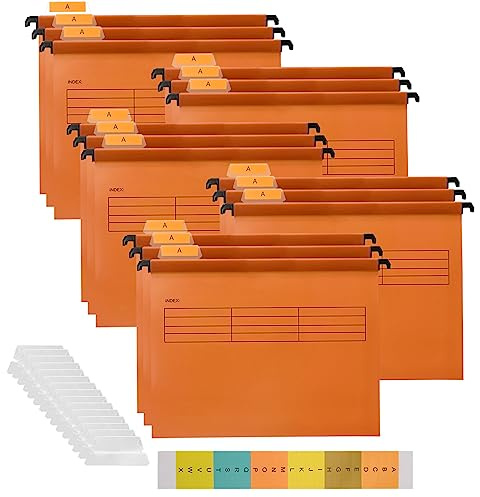 15 Stück PVC Ordner mit Tabs und Einlagen für Büro, Schule, Desktop, Datei-Klassifizierungsdatei (Orange)