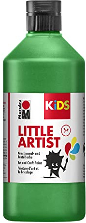 Marabu KiDS Little Artist 500 ml, Grün, Künstlermal- und Bastelfarbe für Kinder ab 3 Jahren, Kindermalfarbe auf Wasserbasis, auswaschbar, Made in Germany, vegan, glutenfrei, 03050075267