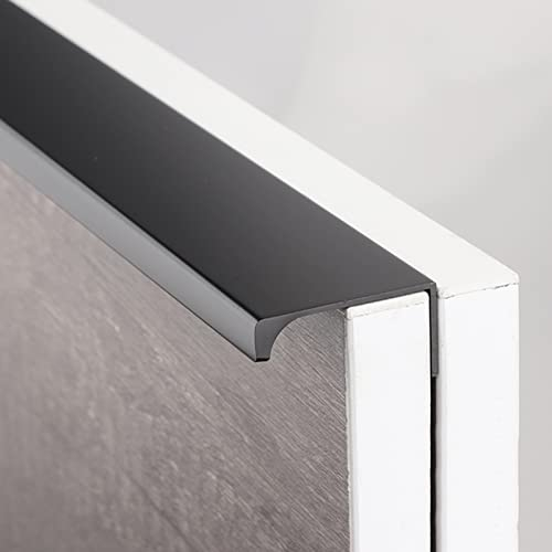 Schwarz-Gold-Brauner Schrankgriff,gebogener Schubladentürgriff,verdeckte Möbelgriffe aus Aluminium,für Küche/Schlafzimmer/Bücherregale/Kommode/Schrank (Farbe: Schwarz,Größe: 15 cm (L) | 12,8