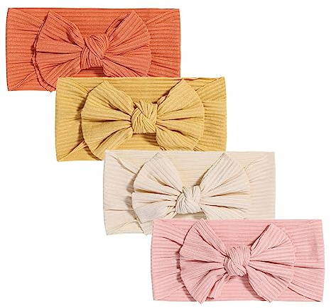 RUCUDIM Bandeau pour bébé avec nœud turban - Bandeau pour bébé fille - Bandeau large pour bébé - Bandeau élastique en nylon