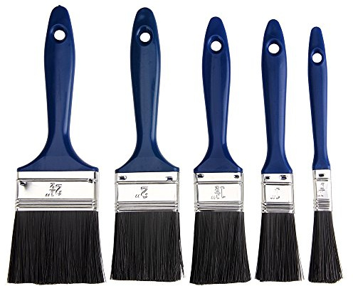 MONZANA 5x Malerpinsel für Holzlasur Lacke Pinsel Verschieden Größen Blau | Lasurpinsel, Lackpinsel für Holz, Wandfarbe, Groß Farbpinsel, Einfache Reinigung, Malen, Flach Lackierpinsel