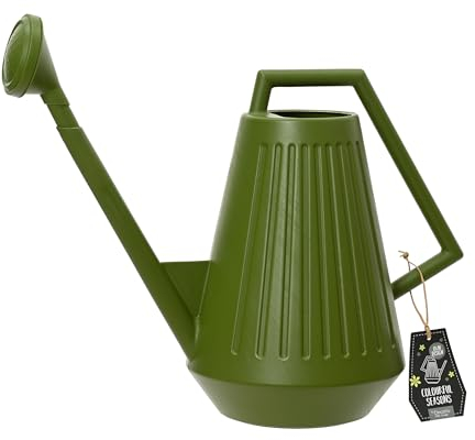 Regadera con cabezal de ducha de 9 l, para plantas de jardín, balcón y terraza, color verde, plástico reciclado, gran recipiente de riego, jarra de pulverización con alcachofa de ducha, para jardín