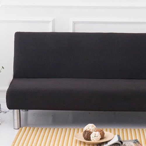 WWQQKJ Sofabezug ohne Armlehnen, einfarbig, 2/3-Sitzer, dehnbar, schmutzabweisender Bezug for Schlafsofa, waschbar, rutschfest, faltbar, Clic-Clac-Sofabezug(Black,120-150cm)