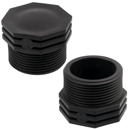 AERZETIX - Juego 2 Tapones Macho 1 1/2 para Atornillar para Manguera de Riego Sistema de Goteo - Presión Máx 10 Bar - en Polietileno - Racor Circuito Tapa Irrigación