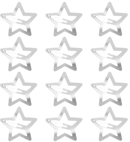 COMNICO 12 Stück 4 cm Metall Stern Haarspangen mit Schnappverschluss Mädchen Süße Rutschfeste Pentagramm Haarklammern Haar Accessoires Snap-Kind-Frauen Schöne Stern-Kopfbedeckungen Haarschmuck