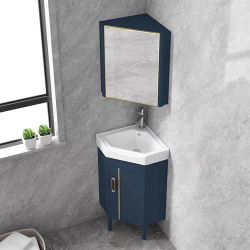 VBVARV Eckbadezimmer Waschtisch-Kombination Für Kleine Räume Wandmontage Schrank-Set-Design Oberer Chromhahn Und Abfluss,2 Set,38cm