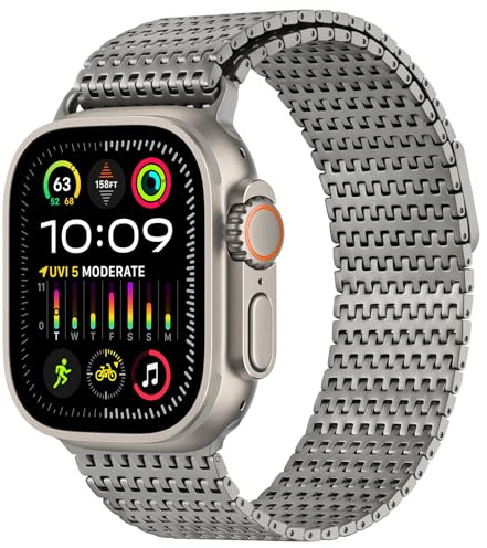 Anlinser Kompatibel med Apple Watch Ultra 2 Ultra 49 mm armband, magnetiska metallersättningsarmband kompatibla med Apple Watch 49mm Ultra 2 Ultra, Titan