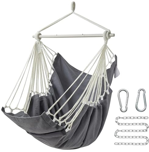 CHULIM Hängesessel Schaukel MAX 227 kg Outdoor Hängesessel mit Fußstütze Indoor Swing Chair mit tragbarer Stahlspreizstange und Hardware-Kit für Schlafzimmer, Wohnzimmer, Terrasse, Veranda -