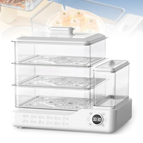 DRYIC Vaporera eléctrica de 3 Niveles, Caja de Vapor multifunción, pequeña máquina de Desayuno Multifuncional de Gran Capacidad de Tres Capas para el hogar