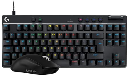 Logitech G PRO X SUPERLIGHT 2 Wireless Gaming Mouse, 60gr, 8K, 44K DPI, USB-C + PRO X TKL RAPID Tenkeyless Wired Gaming Keyboard With Magnetic Analog Switches, Rapid Trigger, RGB Lighting, PC - Black