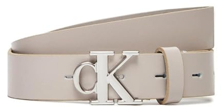 Calvin Klein Damen Gürtel Monogram Plaque Buckle 2,5 cm Ledergürtel, Elfenbein (Chateau), 110 cm