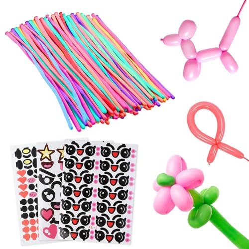 200Pcs DIY Twisting Animals Magic Latex Balloon Kit With 3 Stickers, Long Modelling Balloons in Assorted Colours for Birthday Wedding Party