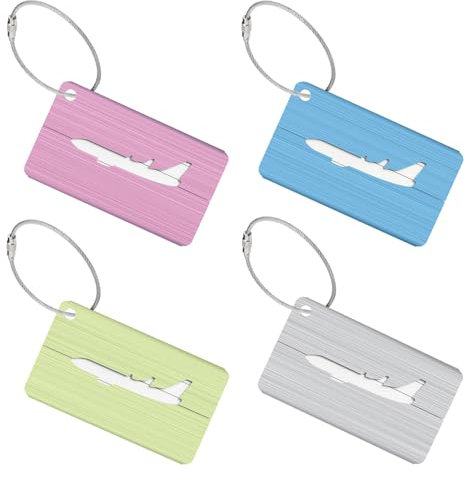 4 Stück Kofferanhänger Koffer Aluminium Gepäckanhänger Kofferanhänger 75 * 45mm Vielseitig und Praktische Adressanhänger, Namensanhänger & Gepäckanhänger, Robust & Sicher, (4 Farben)