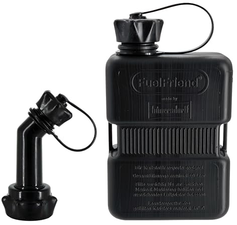 FuelFriend®-PLUS 1,0 Liter - Sonderserie PURE BLACK - Klein-Benzinkanister Mini-Reservekanister + verschließbares Auslaufrohr
