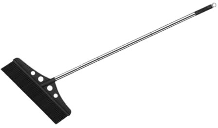 TOBBOMEY Wide Push Lawn Sweeper Broom Heavy Duty Outdoor Garden Sweeper with Detachable Brush Handle Stainless Steel Deck Scrub Brush