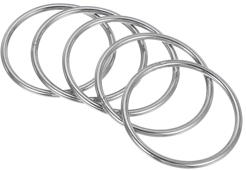 PATIKIL 5 Stück 5x70mm Metall O-Ringe, 304-Edelstahl O-Ring, geschweißte Rundringe, Taschenzubehör, Metallringe, DIY-Zubehör für Gürtel, Nähen, Hundehalsbänder, Karabiner, Gurtbänder