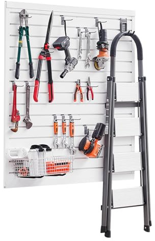 VEVOR Panneau à Lattes Mural Garage, 1230 x 1235 mm, Panneau Rangement Outils en PVC avec Conception Modulaire, Porte-outils Muraux pour Affichage, Organisation, Stockage, Atelier, Artisanal, Blanc