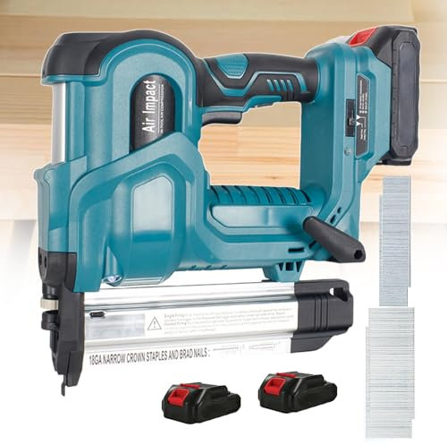 Clavadora Eléctrica Inalámbrica 2 En 1, Profundidad De Clavado Ajustable, Clavadora De Mano Para Carpintería, Clavadora Para Madera, Con Iluminación Auxiliar, Para Hogares, Garajes,Blue