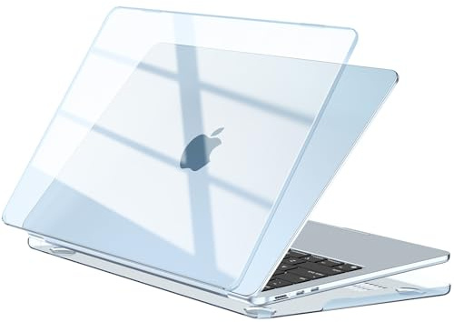 EooCoo Compatible for MacBook Air 13 inch Case M5 M4 M3 M2 2026 2025-2022 Release [Official Sky Blue Match] [Logo-Clear] Model A3449 A3240 A3113 A2681, Plastic Hard Shell Mac Cover - Crystal Sky Blue