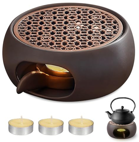 GOMETY Stövchen für Teekanne, Keramik Teewärmer mit Kerzenhalter Teekannenwärmer Kaffeewärmer mit Teelichthalter Stövchen Teekanne Wärmer für Kaffee Tee Milch