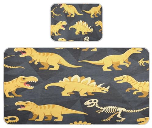 miaozhen Colchón refrescante para bebé, entrenamiento de orina, 28 x 52 pulgadas, lavable, diseño de dinosaurio, calavera, amarillo, almohadillas para cama lavable para bebés y niños pequeños