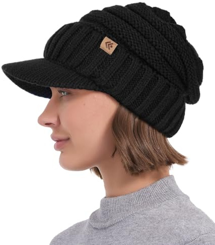Creekstone Beanie Hüte für Damen Herren Fleece gefütterte Wintermützen Frauen Slouchy Beanies Fleece gefütterte Beanie mit Krempe Visier