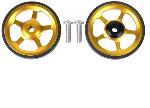 60 mm Rad für Brompton-Faltrad-Heckträger, für 3Sixty Aluminiumlegierung, leichtes Fahrradzubehör, integriertes Lager reduziert Reibung, mit 2 Rädern und Schrauben (Goldfarben)
