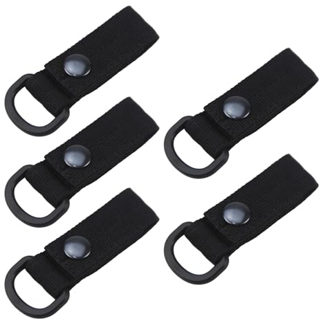 5 Stück Gurtband-Befestigungsgurt mit Schlaufe D-Ringe Karabiner Kette Gürtelschnalle mit Metallverschluss für Rucksackreisen Gürtel Karabiner Clip Clip für Schlaufe, Schlüssel, einziehbare