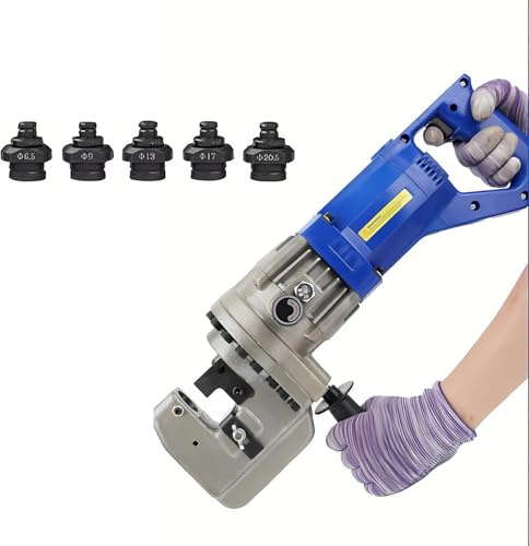 Lissontine Perforadora Hidráulica Eléctrica 110/230V 1300W | Punzonadora de Metal 10 Ton | Kit con 5 Dados para Placas de Acero, Aluminio y Cobre