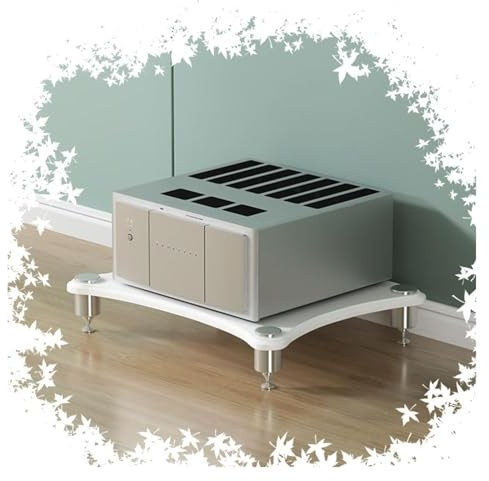 Stufiger HiFi Rack, Plattenspieler-Ständer, 1 2 3 4-stufiger Medienständer, Stereo-Komponentenschrank for Zuhause/Büro/Theater(White,1Tier)