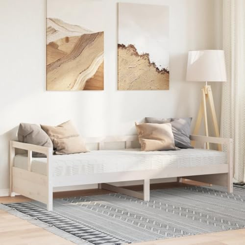 Teenpull Tagesbett mit Matratze, Weiß 90x200 cm, Massivholz Kiefer, ausziehbar zum Doppelbett, inklusive 2 Schaumstoffmatratzen