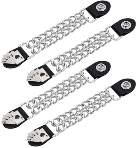 FINGERINSPIRE 4 unidades doble cadena negra para chaleco de motorista, 179 mm, cadena de extensión para chaleco de platino, cadena de extensión para chaleco de moto, estilo punk, cadena doble de piel