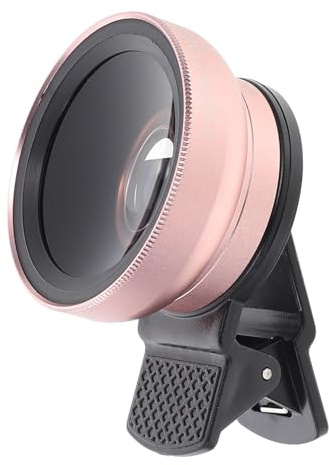 IWOWHERO Lente Móvil Gran y Macro con Clip Resistente Carcasa Acrílica y Vidrio Diseño Portátil Compatible Mayoría de Teléfonos Inteligentes Acabado Metálico Duradero Rosa Dorado