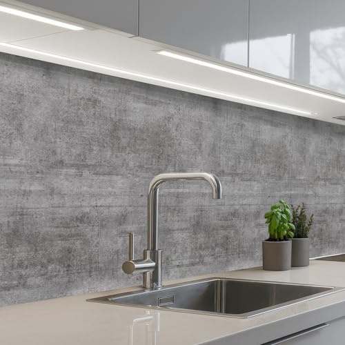 KitchenYeah© Paraschizzi Cucina Adesivo 80x300 cm Pannello Parete Paraspruzzi Lavandino Decorativo Calcestruzzo - Modello - Antico