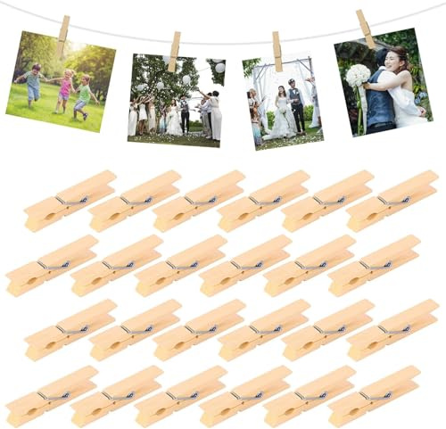 Lot de 50 Mini Pinces à Linge décoratives en Bois, résistantes aux intempéries, Accessoires de Bricolage créatifs, Supports Photo, Artisanat Fait Maison, Pince Pratique pour Une Utilisation