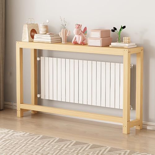 Cache-radiateur, Tablette de Radiateur, Etagere Radiateur Multifonctionnelle en Bois Massif avec Rangement Supérieur, Idéale pour le Salon ou le Bureau(120x25x70cm)