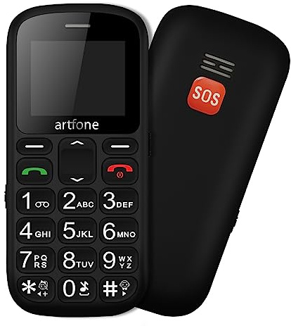 artfone CS181 Senior Mobile Phone (No Contract) - Dual SIM Dual Standby 2G GSM, Large Keypad, SOS Button, Torch, Large Button Mobile Phone, 800mAh Battery, FM Radio, Black