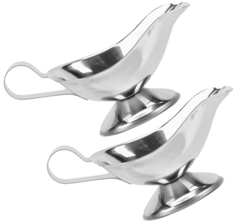 GARVALON 2 pièces Saucière Inox pour Sauce et Sirop Pichet à Jus Résistant et Facile à Nettoyer pour Dressings et Cuisine Quotidienne