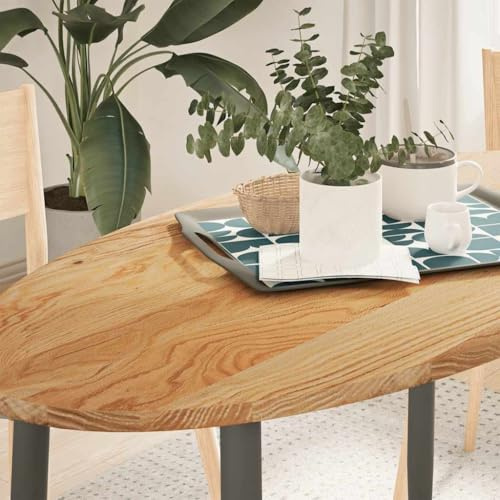 Teenpull Ovale Tischplatte Hellbraun 120x60x2 cm, Massivholz Eiche, fein geschliffen, langlebiges Schreibtisch-Ersatzteil für Zuhause & Büro